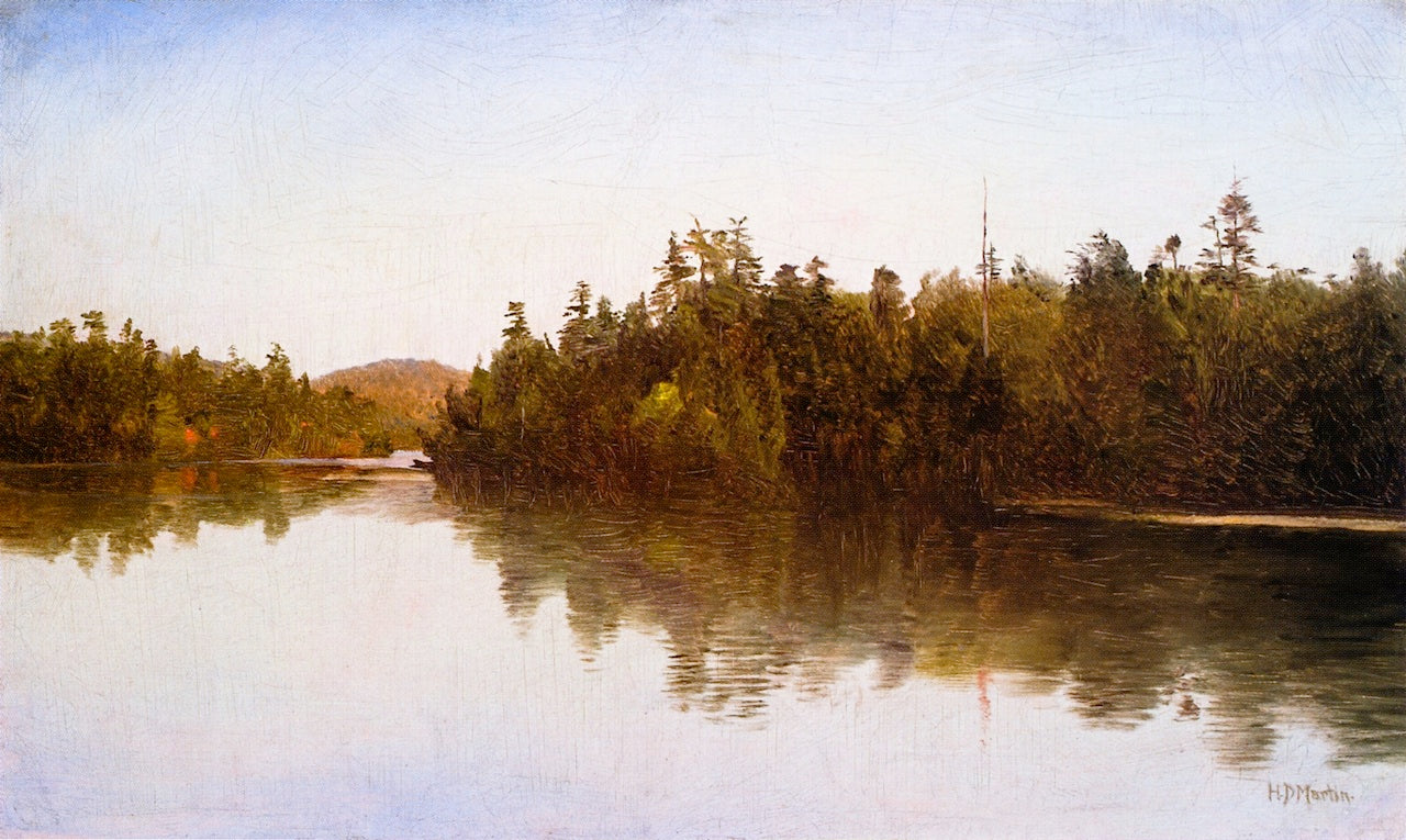 Saranac Lake, 1869, vintage artwork by Homer Dodge Martin, 12x8" (A4) Poster