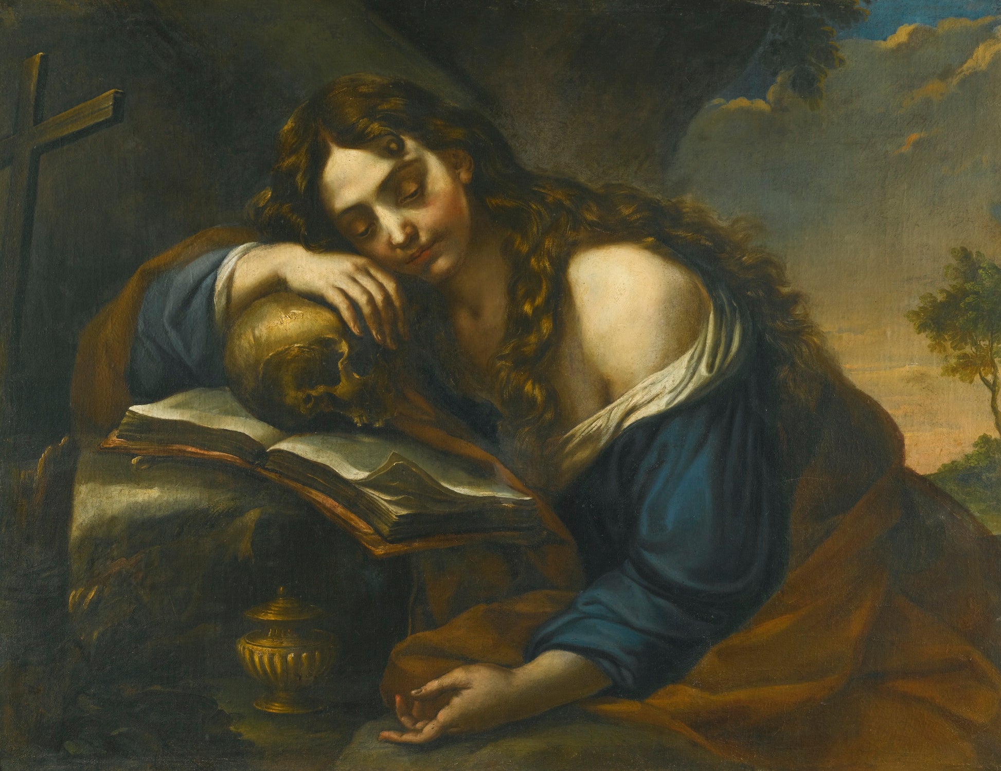 Mary Magdalen Sleeping, vintage artwork by Giovanni Beinaschi, 12x8" (A4) Poster