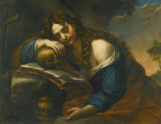 Mary Magdalen Sleeping, vintage artwork by Giovanni Beinaschi, 12x8" (A4) Poster