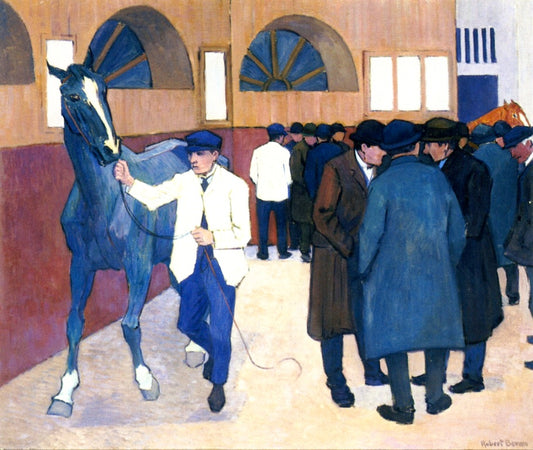 The Horse Mart (Barbican No. 2), vintage artwork by Robert Bevan, 12x8" (A4) Poster