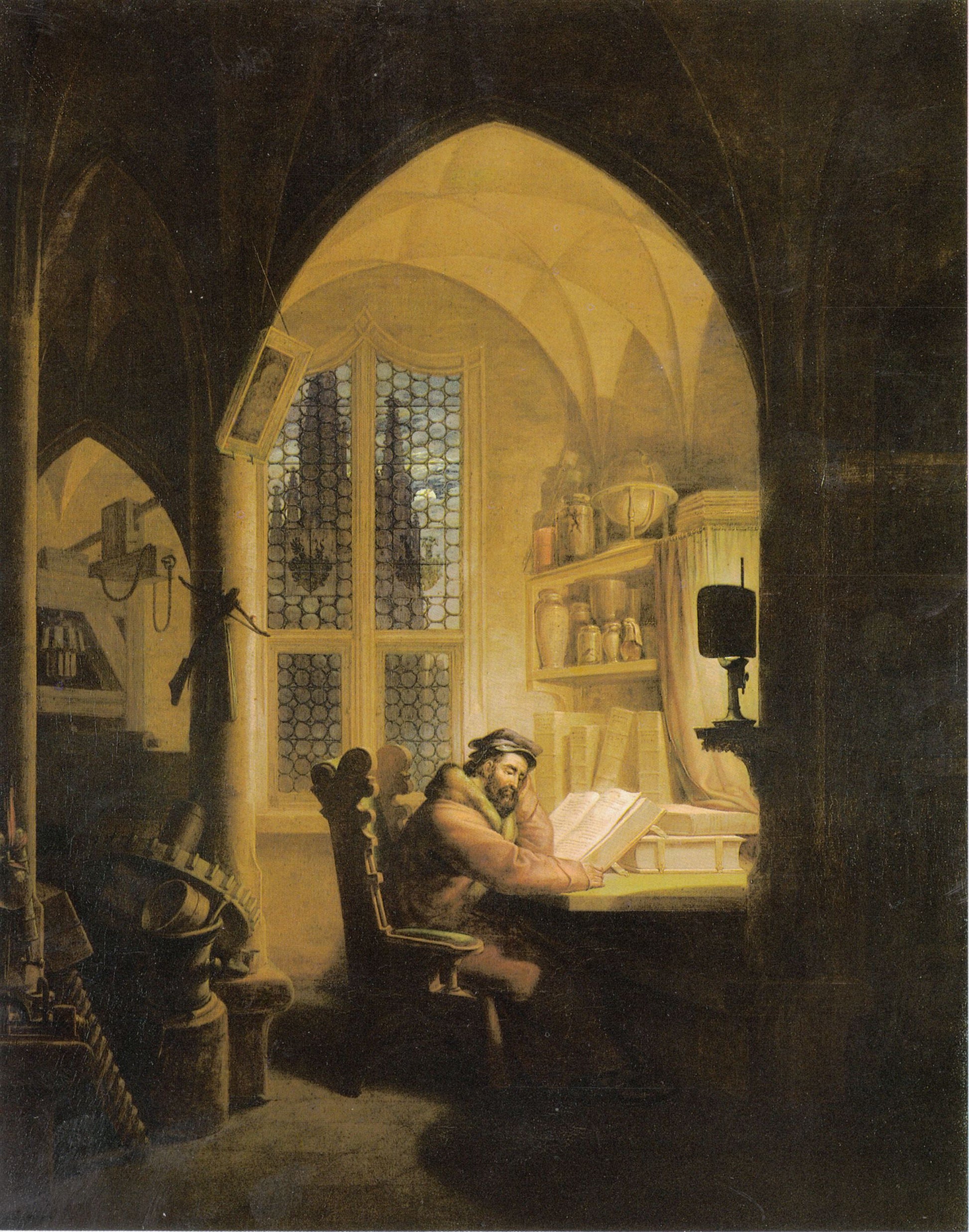 Faust in his Study, vintage artwork by Georg Friedrich Kersting, 12x8" (A4) Poster