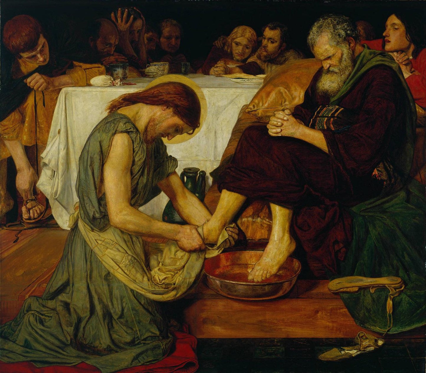Jesus Washing Peter’s Feet, vintage artwork by Ford Madox Brown, A3 (16x12") Poster Print