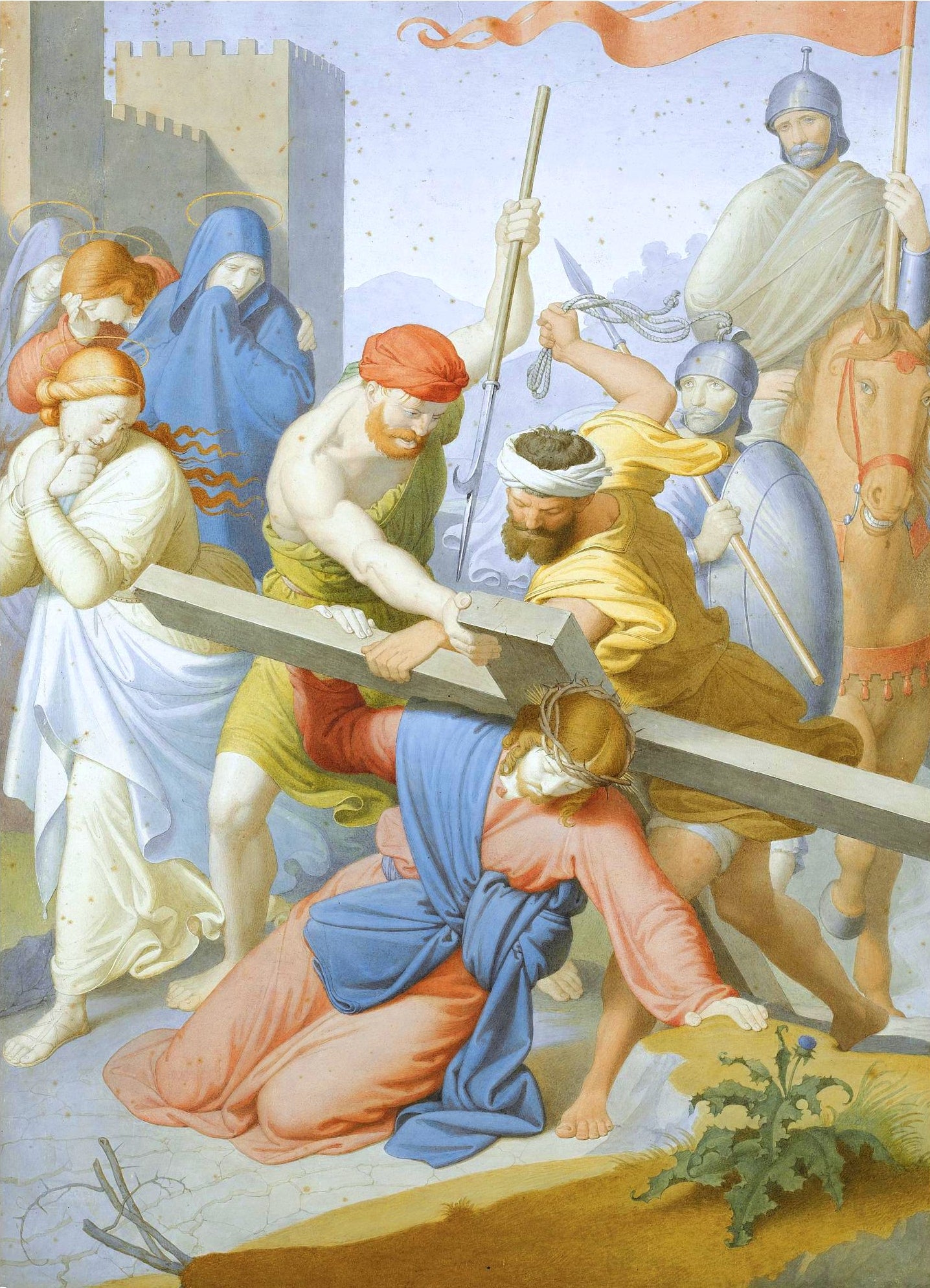 Via Crucis ~ Station VII, vintage artwork by Johann Friedrich Overbeck, A3 (16x12") Poster Print