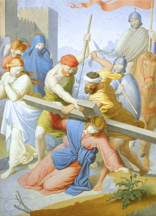Via Crucis ~ Station VII, vintage artwork by Johann Friedrich Overbeck, A3 (16x12") Poster Print