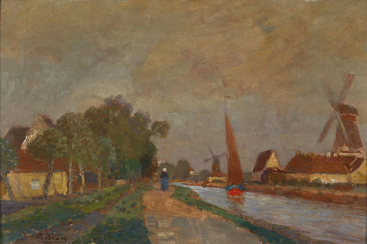 Franeker, Holland, vintage artwork by Tina Blau, 12x8" (A4) Poster