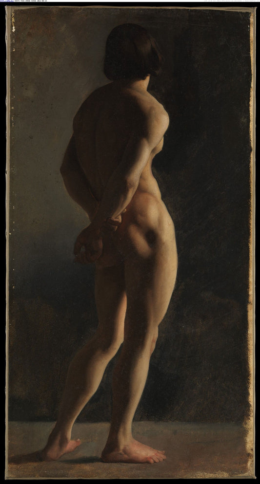 Male Nude, Seen from Behind, vintage artwork by Hippolyte-Jean Flandrin, A3 (16x12") Poster Print
