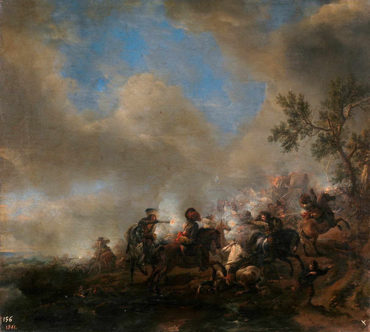 Cavalry in Combat, vintage artwork by Philips Wouwerman, 12x8" (A4) Poster