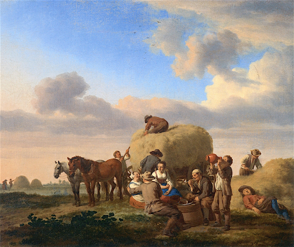 Haymakers Resting in a Field, vintage artwork by Adriaen van de Velde, 12x8" (A4) Poster