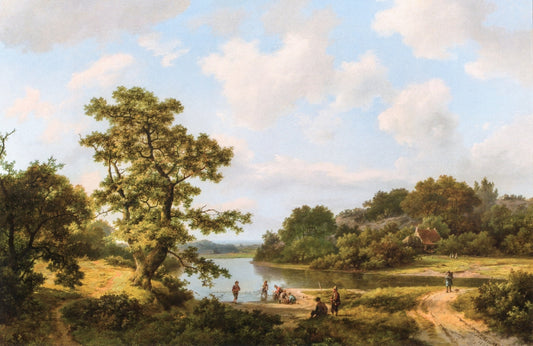 Hauling in the Nets on a Summer Day, vintage artwork by Marinus Adrianus Koekkoek, A3 (16x12") Poster Print
