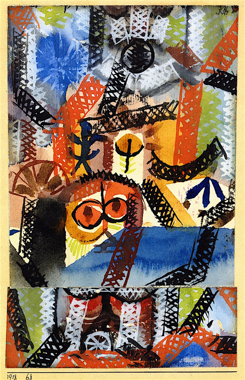 Barbaric Composition, vintage artwork by Paul Klee, 12x8" (A4) Poster