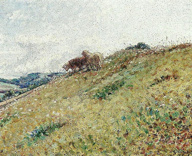 Landscape with Grazing Sheep, vintage artwork by Nils Kreuger, 12x8" (A4) Poster