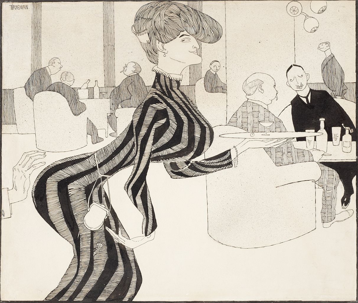 Cafe Life, vintage artwork by Axel Torneman, 12x8" (A4) Poster