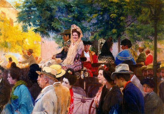 A los toros, vintage artwork by Jose Mongrell Torrent, 12x8" (A4) Poster