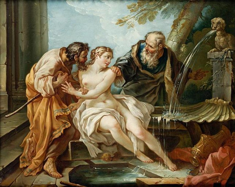 Susannah and the Elders (Nantes), vintage artwork by Joseph Marie Vien, 12x8" (A4) Poster