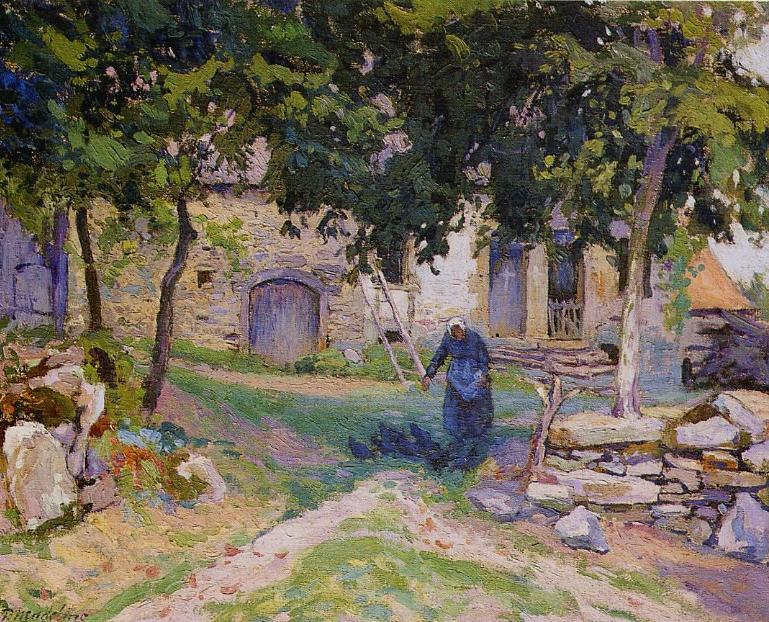 La Cour de ferme, vintage artwork by Paul Madeline, 12x8" (A4) Poster