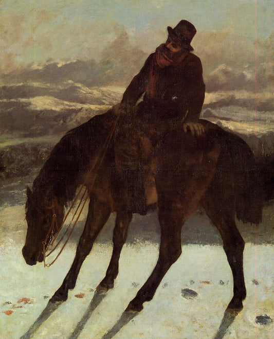 Hunter on Horseback, Redcovering the Trail, vintage artwork by Gustave Courbet, A3 (16x12") Poster Print