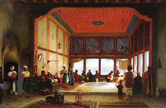 Cafe de Galata, Constantinople, vintage artwork by Charles Theodore Frère, A3 (16x12") Poster Print