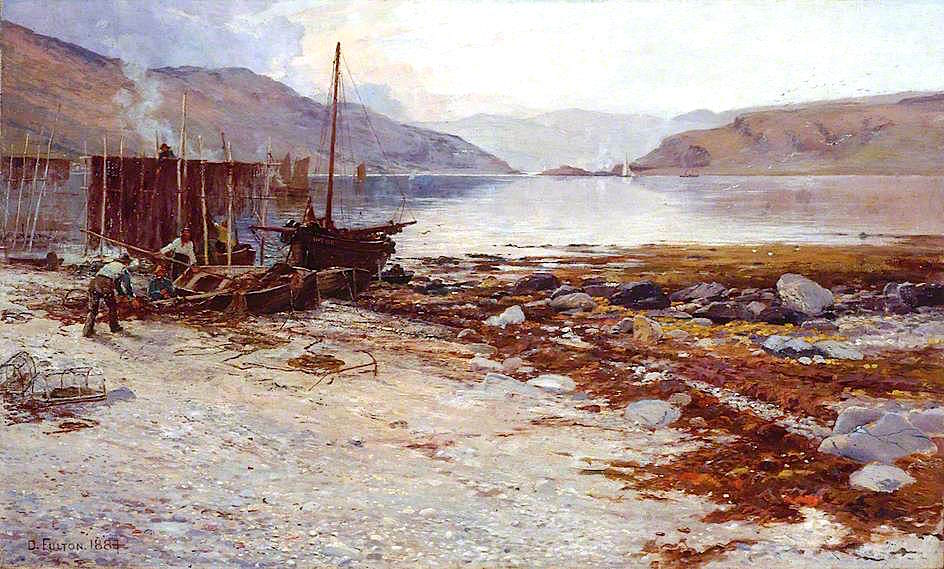 Kyles of Bute, vintage artwork by David Fulton, 12x8" (A4) Poster