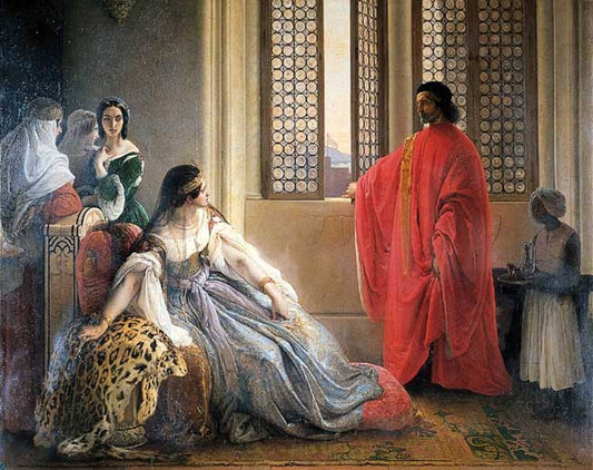 Caterina Cornaro Deposed from the Throne of Cyprus, vintage artwork by Francesco Paolo Hayez, A3 (16x12") Poster Print
