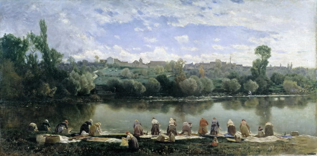 Washerwoman at the Varenne River, vintage artwork by Martin Rico y Ortega, 12x8" (A4) Poster