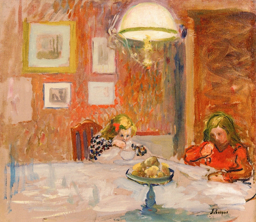 Children in the Dining Room, vintage artwork by Henri Lebasque, 12x8" (A4) Poster