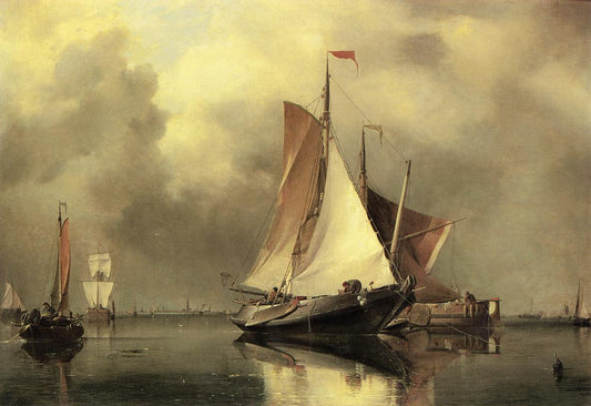 A Calm Day on the Scheldt, vintage artwork by Edward William Cooke, R.A., A3 (16x12") Poster Print