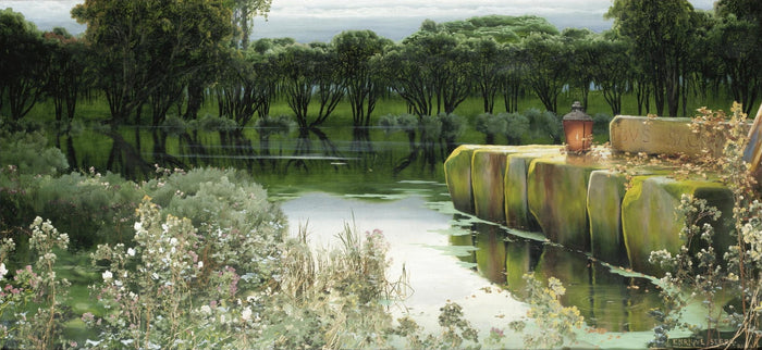 A Lagoon at Dusk by Enrique Serra y Auque,A3(16x12