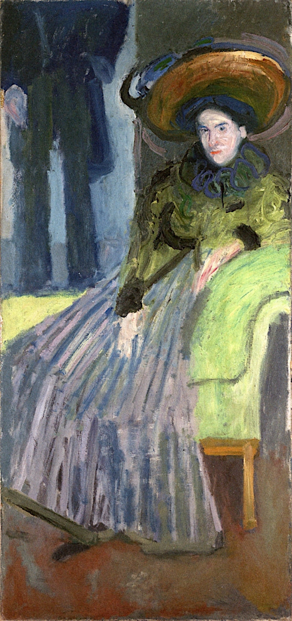 Seated Woman in a Green Blouse, vintage artwork by Richard Gerstl, 12x8" (A4) Poster