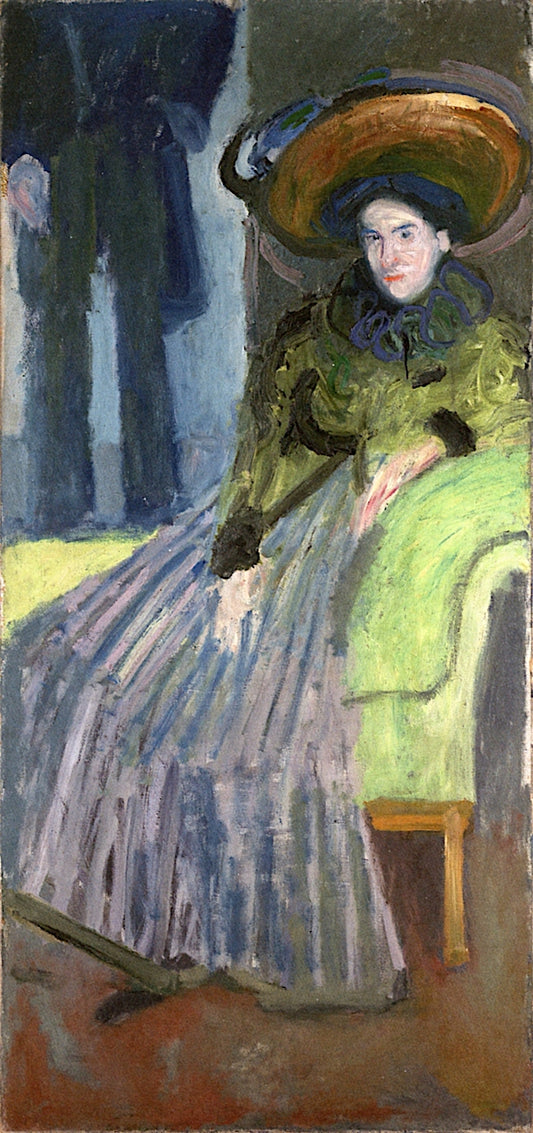 Seated Woman in a Green Blouse, vintage artwork by Richard Gerstl, 12x8" (A4) Poster