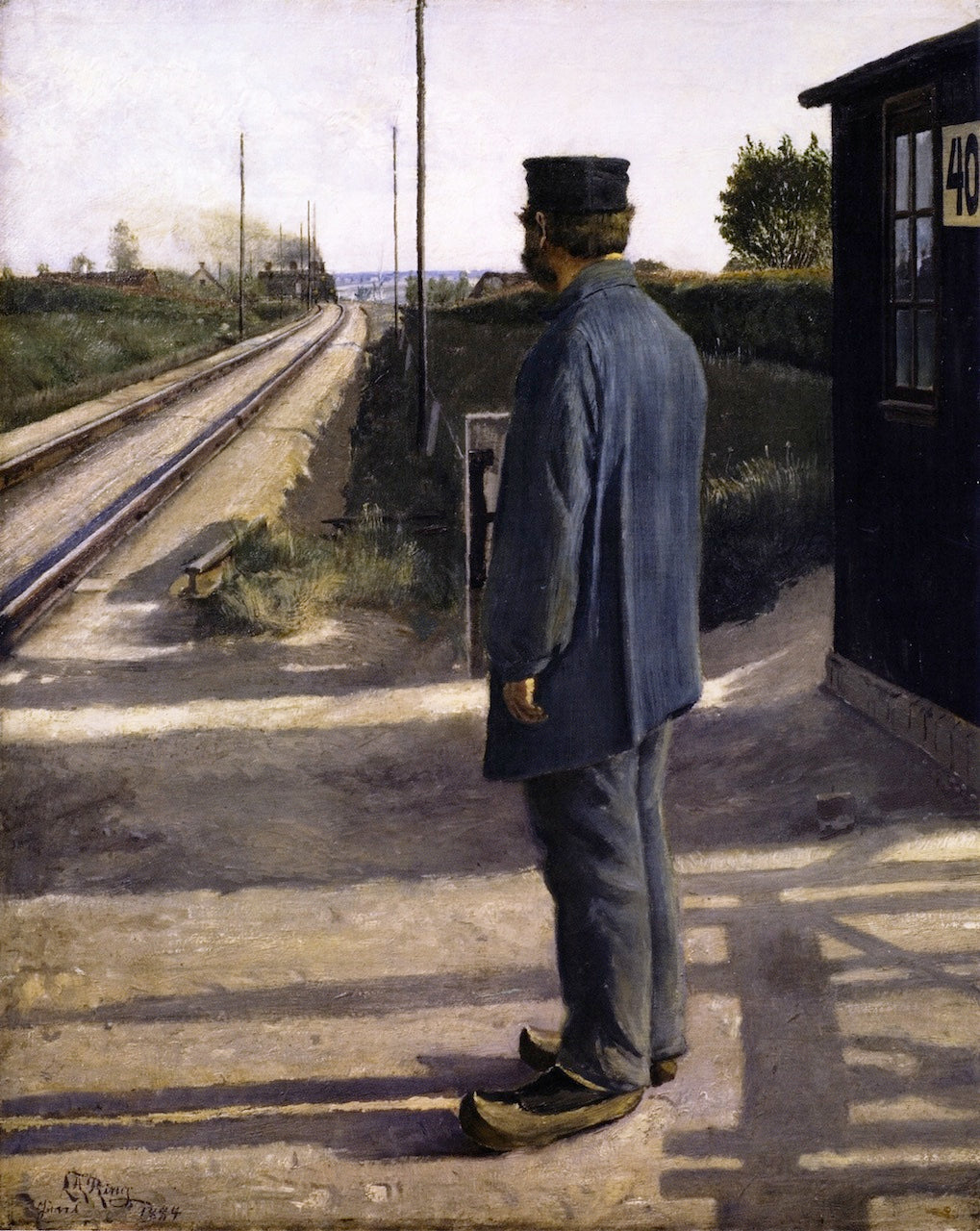 The Lineman, vintage artwork by Lauritz Andersen (L.A.) Ring, 12x8" (A4) Poster