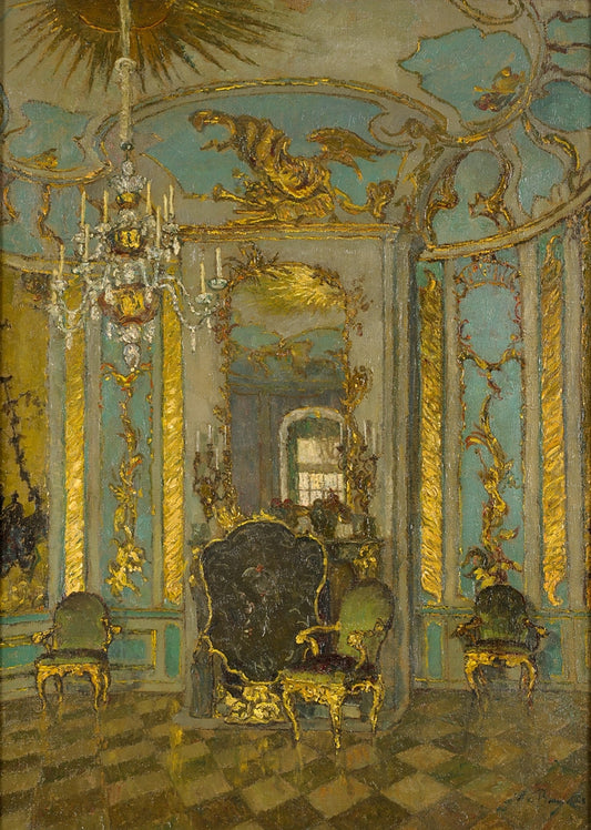 The Music Room in Potsdam by August von Brandis,A3(16x12")Poster