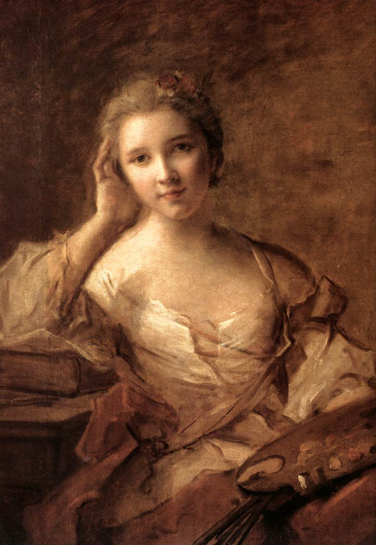 Portrait of a Young Woman Painter, vintage artwork by Jean-Marc Nattier, 12x8" (A4) Poster