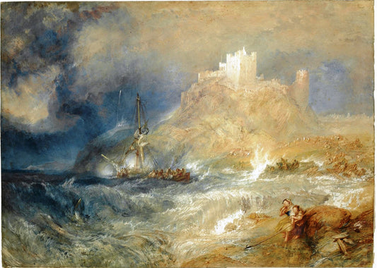 Bamborough Castle, vintage artwork by Joseph Mallord William Turner, 12x8" (A4) Poster