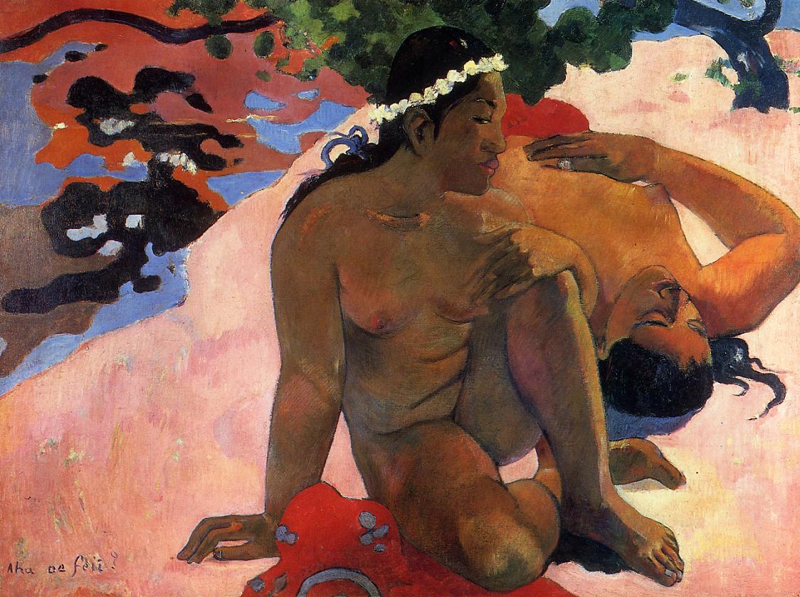 Aha oe Feii?, vintage artwork by Paul Gauguin, 12x8" (A4) Poster