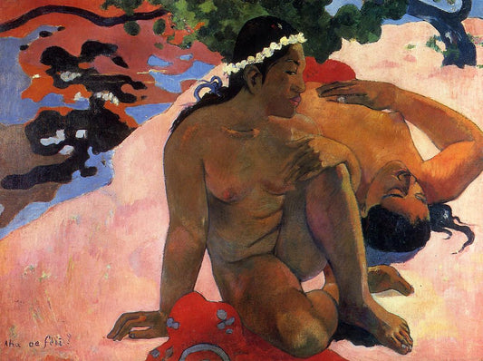 Aha oe Feii?, vintage artwork by Paul Gauguin, 12x8" (A4) Poster