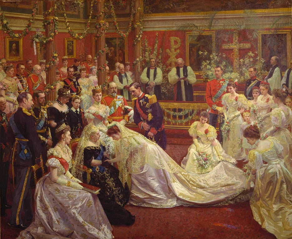 The Marriage of Princess Maud of Wales, 22 July 1896, vintage artwork by Laurits Tuxen, 12x8" (A4) Poster