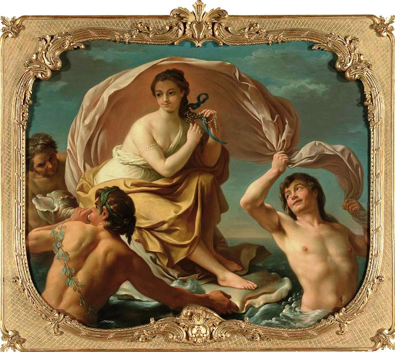 Galatea Frolicking in the Water with the Tritons, vintage artwork by Louis Jean François Lagrenee, 12x8" (A4) Poster