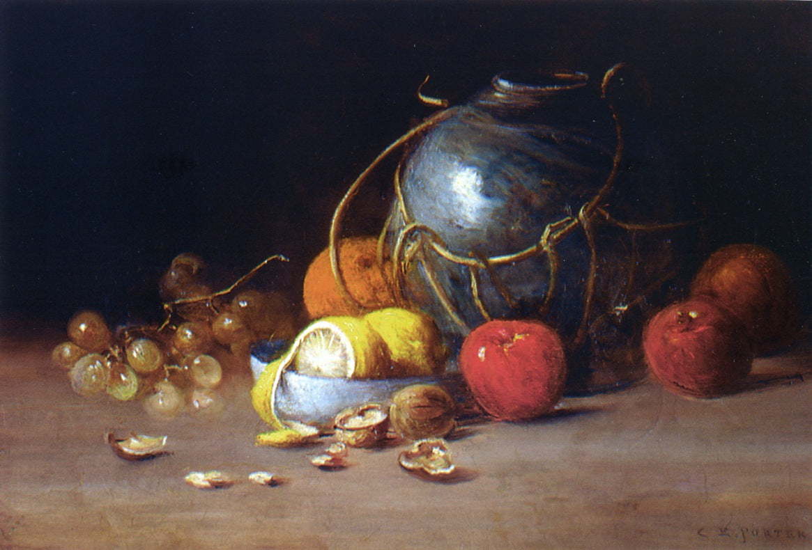 Still Life with Ginger Jar, Fruit and Nuts, vintage artwork by Charles Ethan Porter, 12x8" (A4) Poster