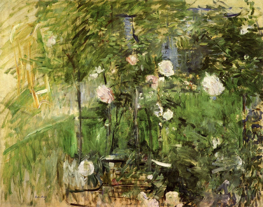 A Corner of the Rose Garden, vintage artwork by Berthe Morisot, 12x8" (A4) Poster