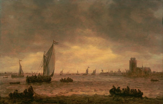 Mouth of the Meuse (Dordrecht), vintage artwork by Jan van Goyen, 12x8" (A4) Poster