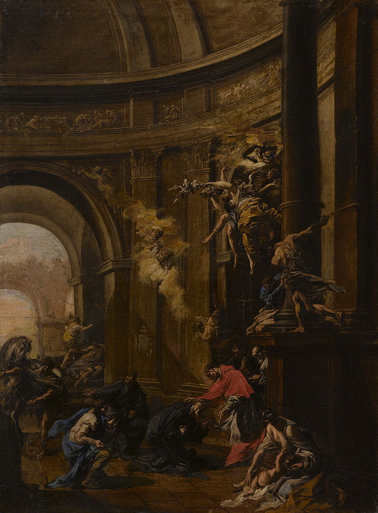 Saint Carlo Borromeo Receiving the Oblates, vintage artwork by Alessandro Magnasco, 12x8" (A4) Poster