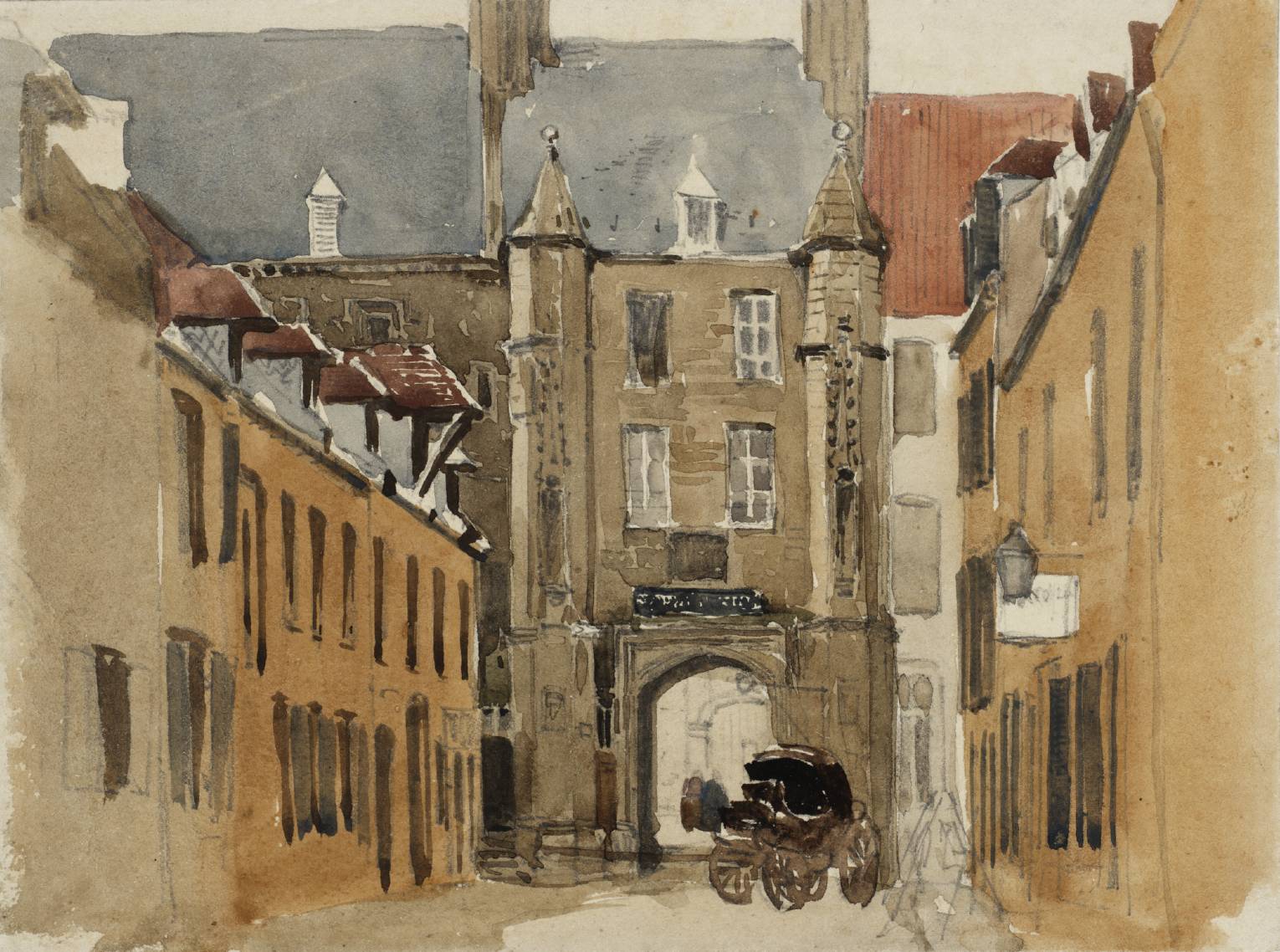 Calais: Hôtel de Guise, vintage artwork by David Cox, 12x8" (A4) Poster