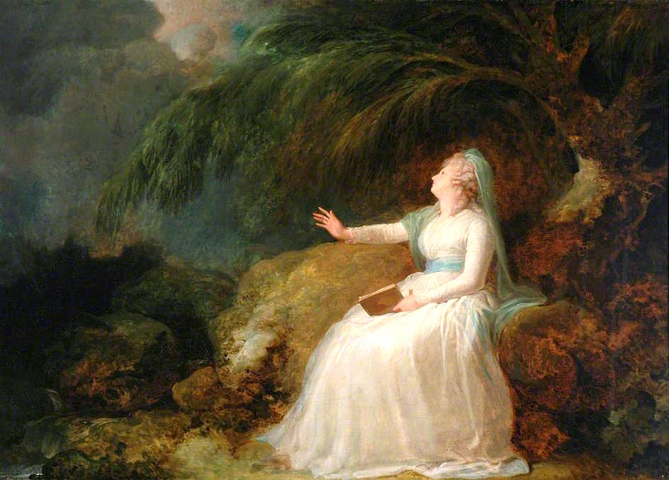 Mrs Siddons Reading in a Grotto, vintage artwork by Attributed to Richard Cosway, 12x8" (A4) Poster