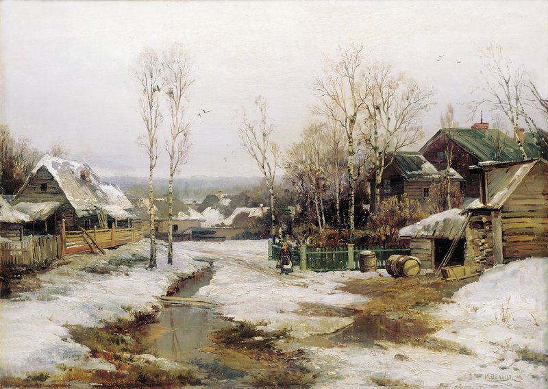 Spring in the Outskirts of St.Petersburg, vintage artwork by Ivan Weltz, 12x8" (A4) Poster