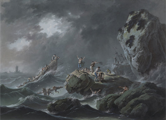 A Shipwreck in a Storm, vintage artwork by Jean Pillement, 12x8" (A4) Poster