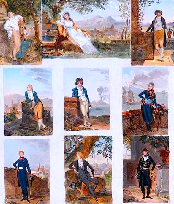 Nine Sample Portraits, vintage artwork by Louis Gauffier, 12x8" (A4) Poster