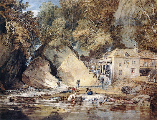 Aberdulais Mill, vintage artwork by Joseph Mallord William Turner, 12x8" (A4) Poster