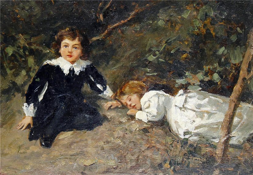 Children Resting in a Wood by Salvatore Postiglione,A3(16x12")Poster