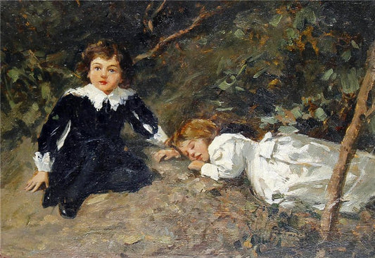 Children Resting in a Wood by Salvatore Postiglione,A3(16x12")Poster