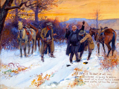 Fleecing the Priest by Charles Marion Russell,A3(16x12")Poster